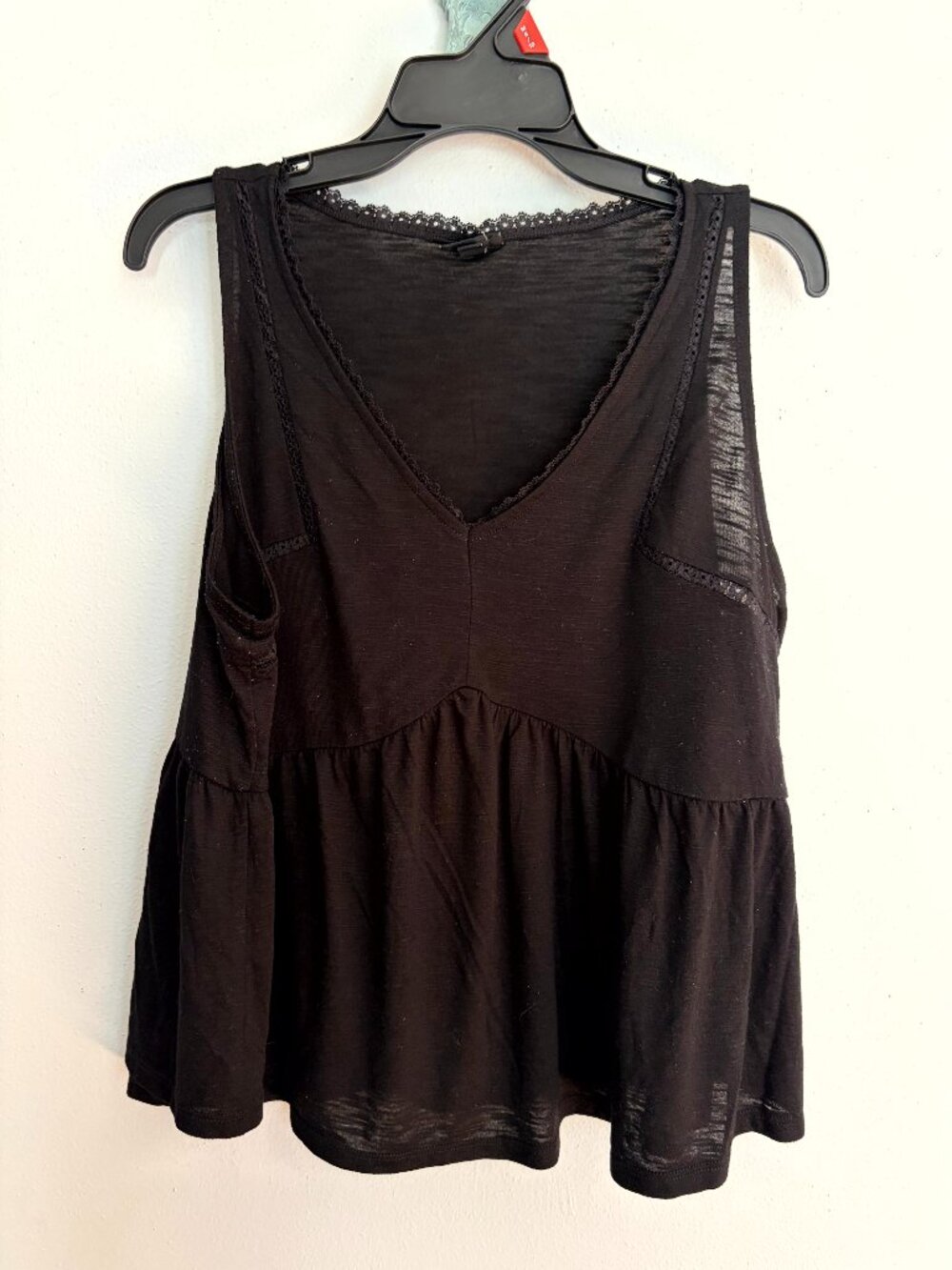 Torrid Size 0 Babydoll Tank Top Lace Trim Flowy Summer Black